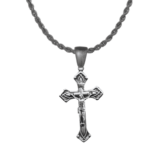 Vintage White Bronze Elegant Flared-Arm Crucifix