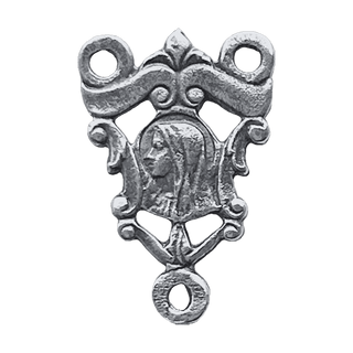 Vintage Sterling Silver Scrollwork Center, Jesus and Mary