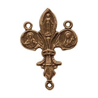 Vintage Bronze French Fleur-de-Lis Rosary Center