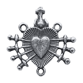 Vintage Sterling Silver Seven Sorrows Heart Rosary Center