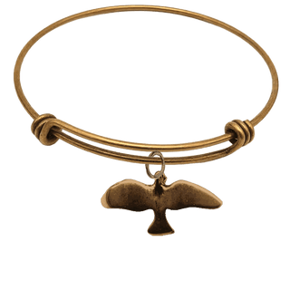 Vintage Bronze Dove of the Holy Spirit Pendant Bangle Bracelet