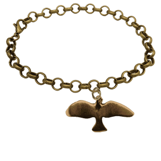 Vintage Bronze Dove of the Holy Spirit Pendant Bracelet