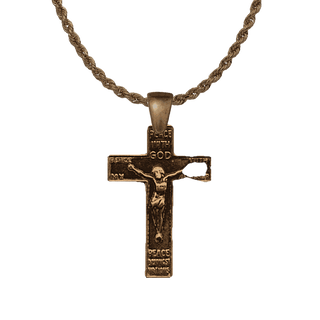 Vintage Bronze Peace With God Crucifix