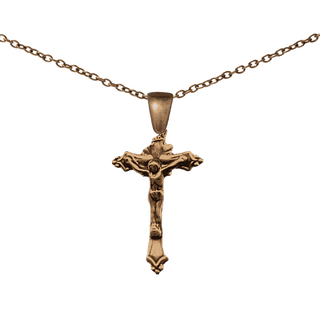 Vintage Bronze Fine Foliate Crucifix