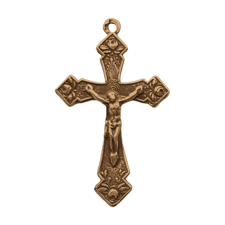 Vintage Bronze Rose Points Crucifix