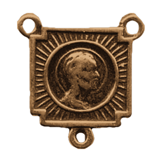 Vintage Bronze Rayed Square Rosary Center