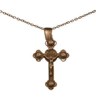 Vintage Bronze Four Roses Crucifix