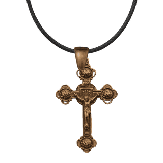 Vintage Bronze Four Roses Crucifix
