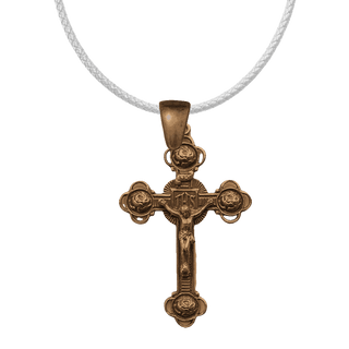 Vintage Bronze Four Roses Crucifix