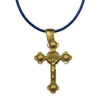 Vintage Yellow Bronze Four Roses Crucifix