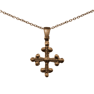 Vintage Bronze Coptic Beaded Trinity Cross