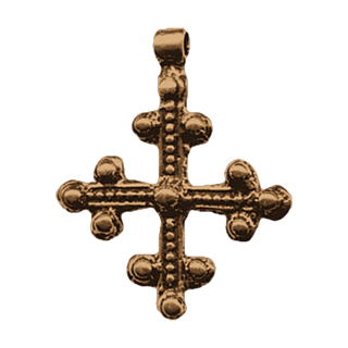 Vintage Bronze Coptic Beaded Trinity Cross