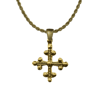 Vintage Yellow Bronze Coptic Beaded Trinity Cross