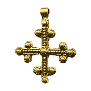 Vintage Yellow Bronze Coptic Beaded Trinity Cross