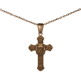 Vintage Bronze Holy Face and Sacred Heart Cross