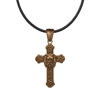 Vintage Bronze Holy Face and Sacred Heart Cross