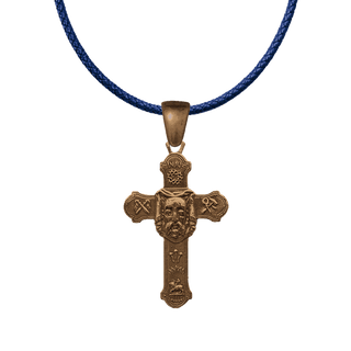 Vintage Bronze Holy Face and Sacred Heart Cross