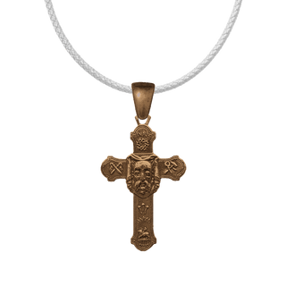 Vintage Bronze Holy Face and Sacred Heart Cross