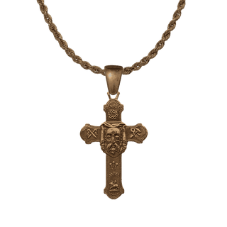 Vintage Bronze Holy Face and Sacred Heart Cross