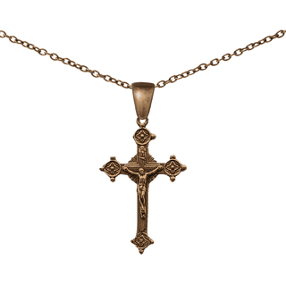 Vintage Bronze Four-Rosette Radiant Crucifix