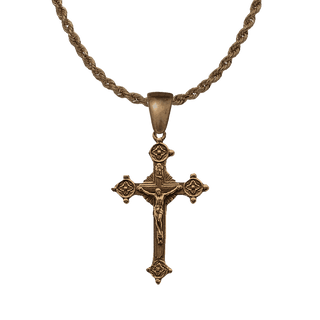 Vintage Bronze Four-Rosette Radiant Crucifix
