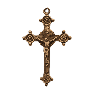 Vintage Bronze Four-Rosette Radiant Crucifix