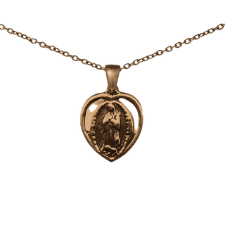 Vintage Bronze Our Lady of Guadalupe Heart Medal