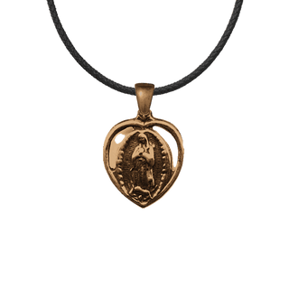 Vintage Bronze Our Lady of Guadalupe Heart Medal