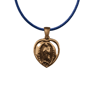 Vintage Bronze Our Lady of Guadalupe Heart Medal