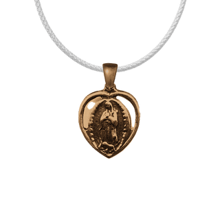 Vintage Bronze Our Lady of Guadalupe Heart Medal