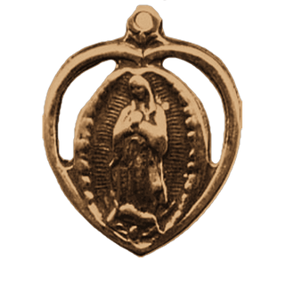 Vintage Bronze Our Lady of Guadalupe Heart Medal