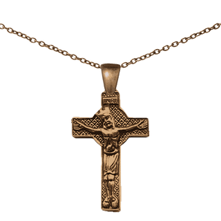 Vintage Bronze Crowned Christ Crucifix, Eastern Europe
