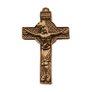 Vintage Bronze Crowned Christ Crucifix, Eastern Europe