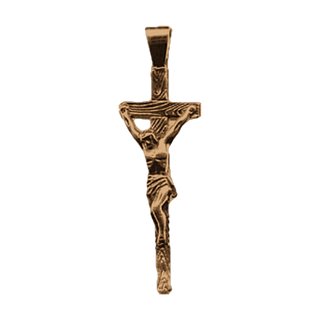 Vintage Bronze Elongated Wood-Grain Crucifix