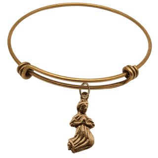 Vintage Bronze Praying Woman Milagro Bangle Bracelet