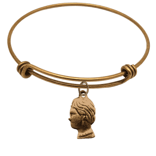 Vintage Bronze Woman's Head Milagro Bangle Bracelet