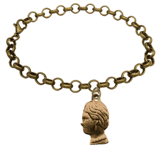 Vintage Bronze Woman's Head Milagro Bracelet