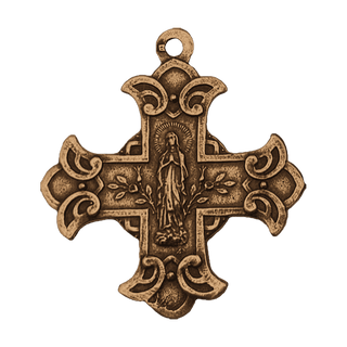 Vintage Bronze Two-Sided Scapular Cross Medal