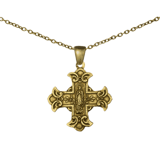 Vintage Yellow Bronze Two-Sided Scapular Cross Medal