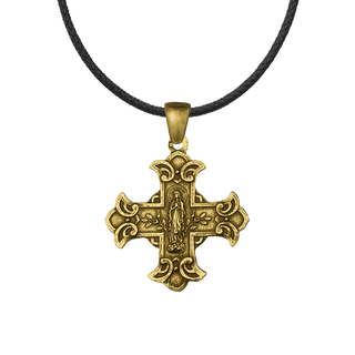 Vintage Yellow Bronze Two-Sided Scapular Cross Medal