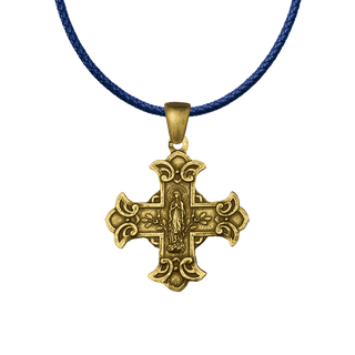 Vintage Yellow Bronze Two-Sided Scapular Cross Medal