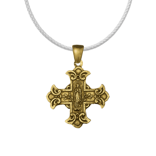 Vintage Yellow Bronze Two-Sided Scapular Cross Medal