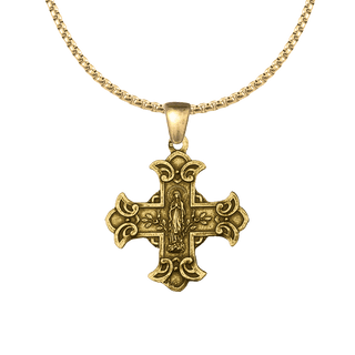 Vintage Yellow Bronze Two-Sided Scapular Cross Medal