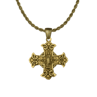 Vintage Yellow Bronze Two-Sided Scapular Cross Medal
