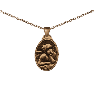 Vintage Bronze Dreaming Angel Medal