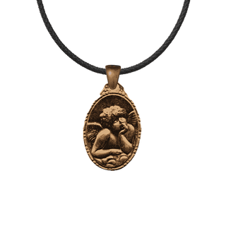 Vintage Bronze Dreaming Angel Medal