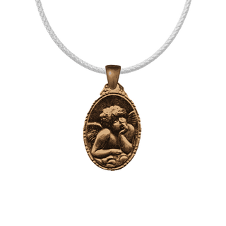 Vintage Bronze Dreaming Angel Medal