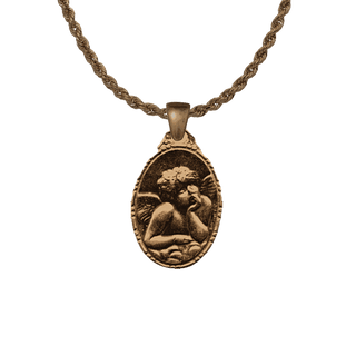 Vintage Bronze Dreaming Angel Medal