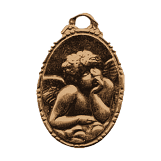 Vintage Bronze Dreaming Cherub Medal