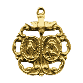 Vintage Yellow Bronze Holy Spirit Double Scapular Medal